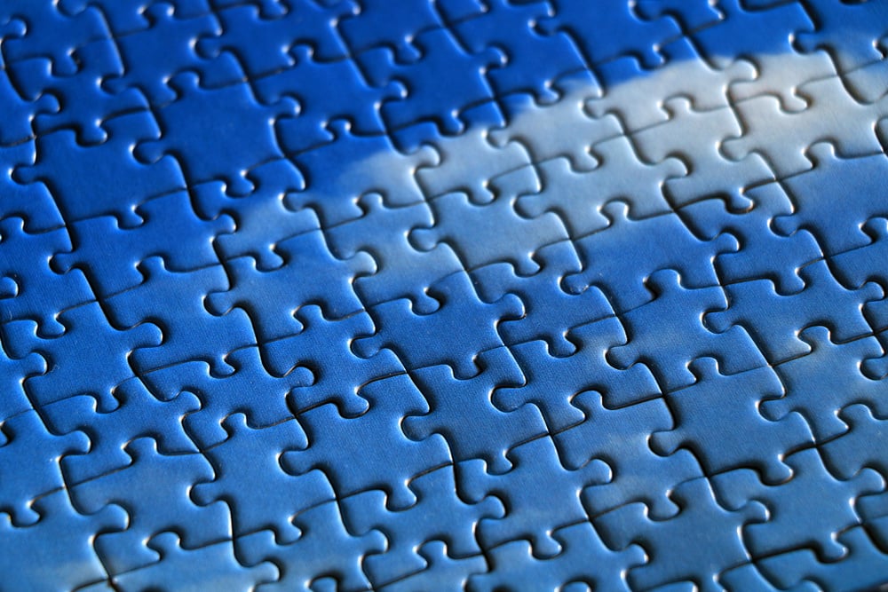 blue puzzle put together