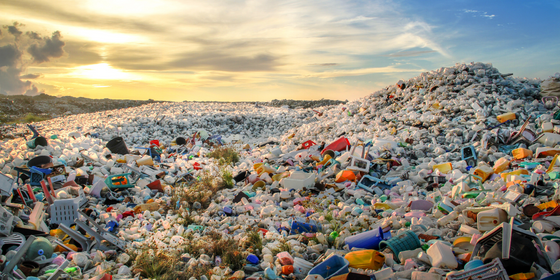 Pile of plastic in landfill