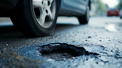 Pothole in a road