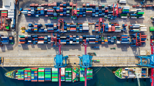 Birds Eye View of Cargo Ships